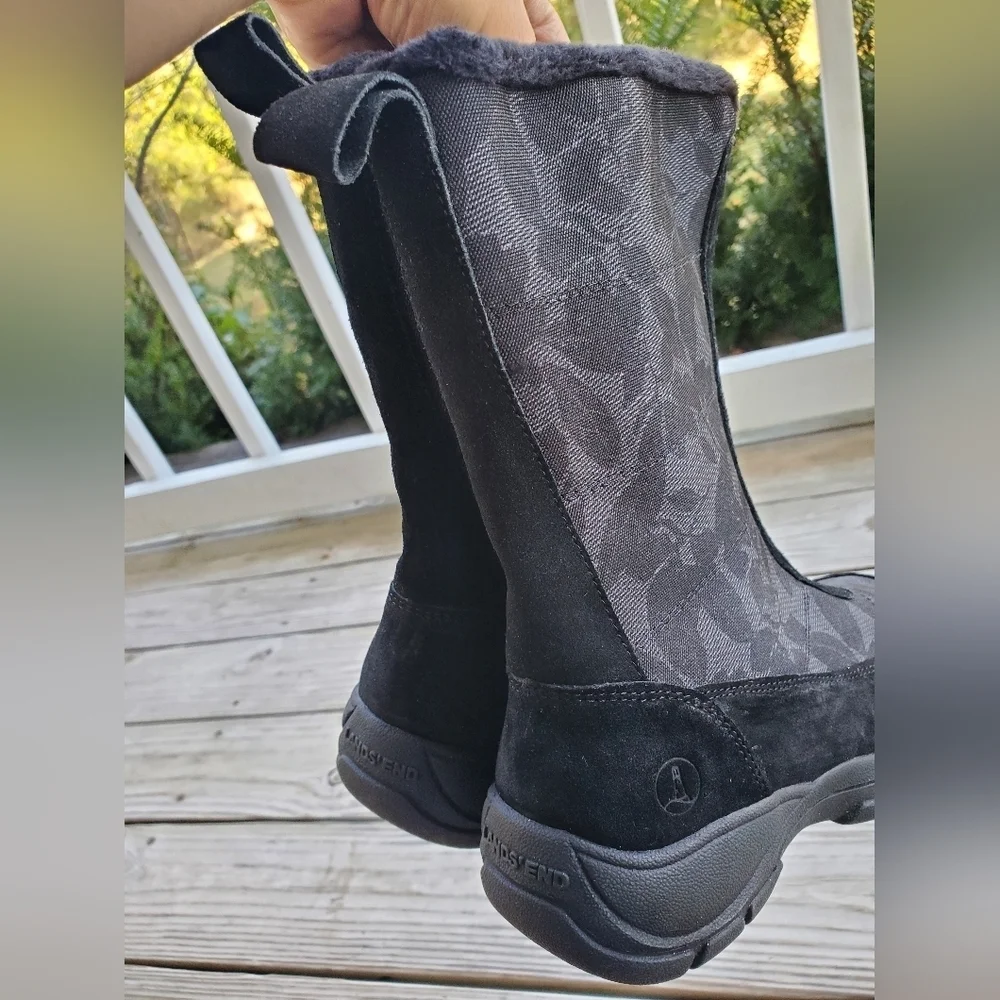Landsend Women's Black and Gray Floral Boots